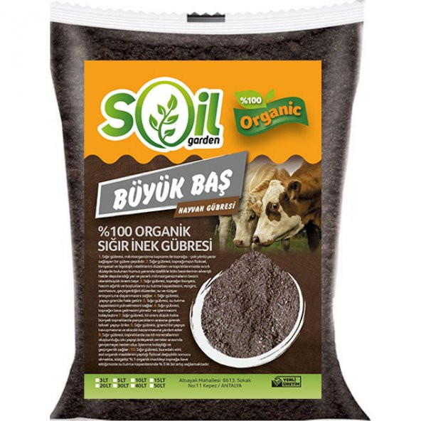 Soil Garden 100 Organik Hayvansal Gübre 50 Lt Büyük Baş Hayvan Gübresi ürün görseli 1