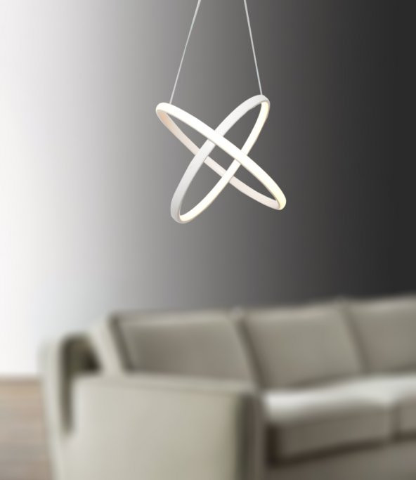 TT Aydınlatma TT315-BY  2Halka Modeli Mat Beyaz Led Avize ürün görseli 1