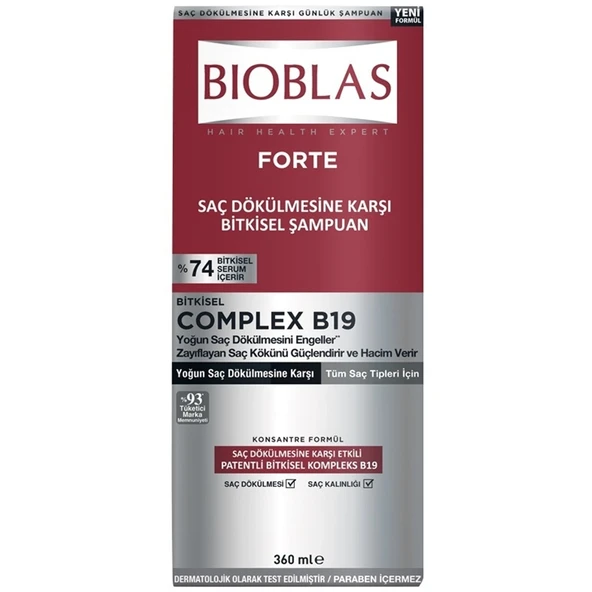 Bioblas Forte Complex B19 Yoğun Saç Dökülmelerine Karşı Bitkisel Şampuan 360 ml ürün görseli 1