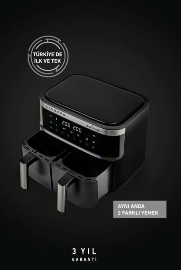 King KYF32 Magicchef Çift Sepetli Sıcak Hava Fritözü 8 Litre ürün görseli 1