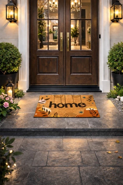 Esnature Home Bohem Temalı Dağ ve Yaprak Desenli Kapı Önü Paspası 45x70 Cm ürün görseli 1