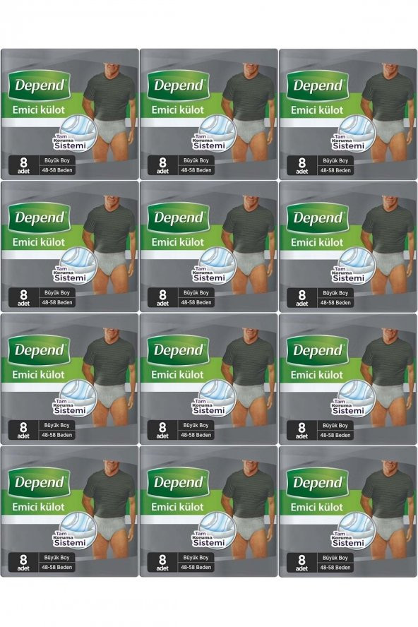 Depend Emici Külot Hasta Bezi Büyük Erkek 96 Adet (12pk*8) ürün görseli 1