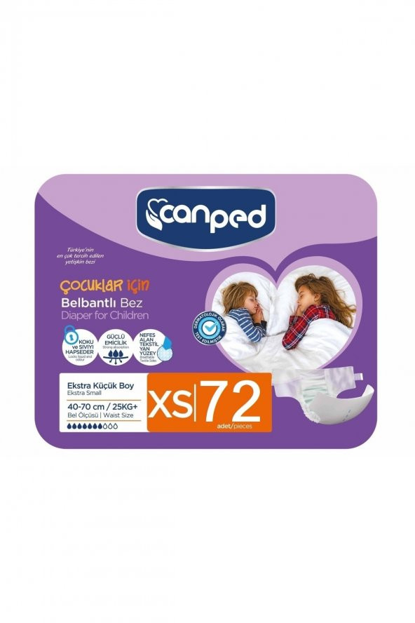 Canped Belbantlı Tekstil Yüzeyli Ekstra Küçük Boy Çocuk Hasta Bezi (xs) 72'li ürün görseli 1
