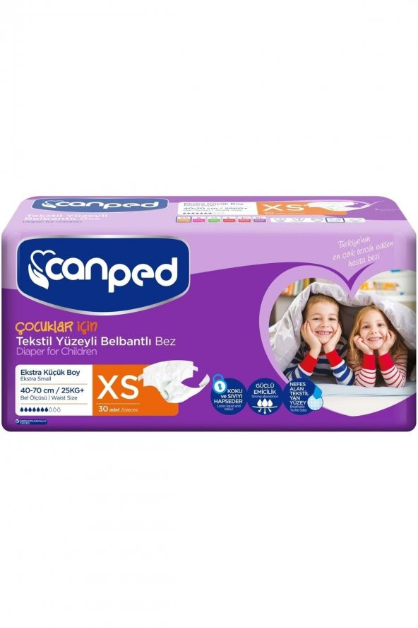 Canped Çocuklar Için Tekstil Yüzeyli Belbantlı Bez 30'l Xs Beden ürün görseli 1