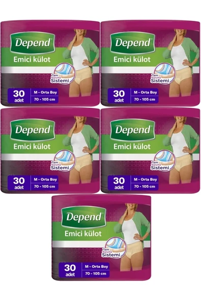 Depend Emici Külot Hasta Bezi Medium - Orta Kadın 150 Adet (5PK*30) ürün görseli 1