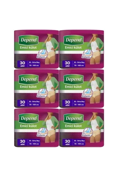 Depend STD Depend Emici Külot Hasta Bezi Medium - Orta Kadın 180 Adet (6PK*30) ( TEKLİDİR ) ürün görseli 1