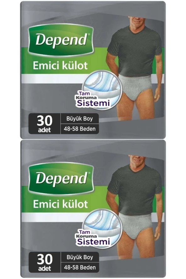 Depend Emici Külot Hasta Bezi Large - Büyük Erkek 60 Adet (2pk*30) ürün görseli 1