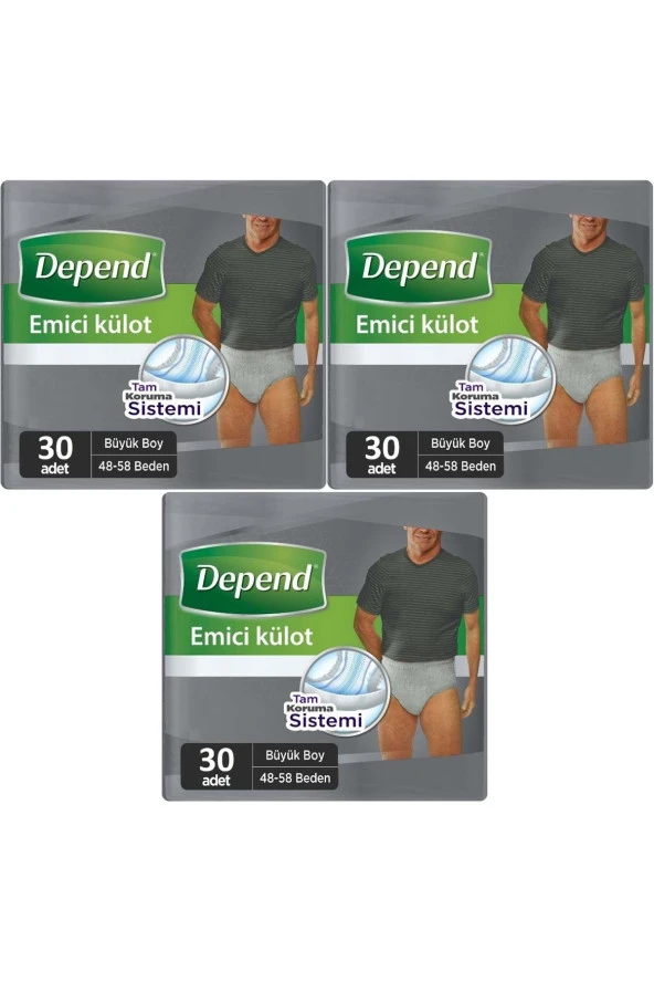 Depend Emici Külot Hasta Bezi Large - Büyük Erkek 90 Adet (3Pk*30) ürün görseli 1