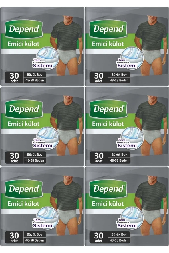 Depend Emici Külot Hasta Bezi Large - Büyük Erkek 180 Adet (6pk*30) ürün görseli 1