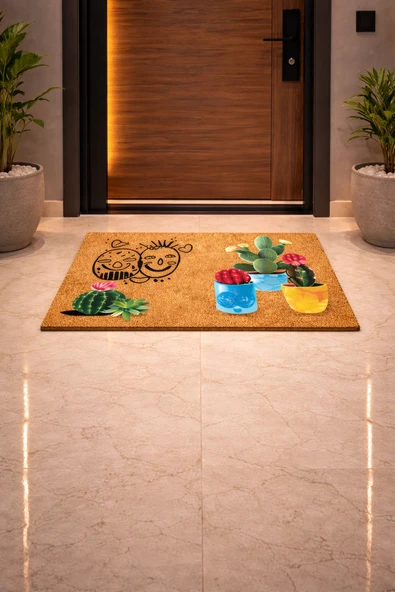 Esnature Kaktüs Desenli Kapı Önü Paspası 45x70 Cm ürün görseli 1