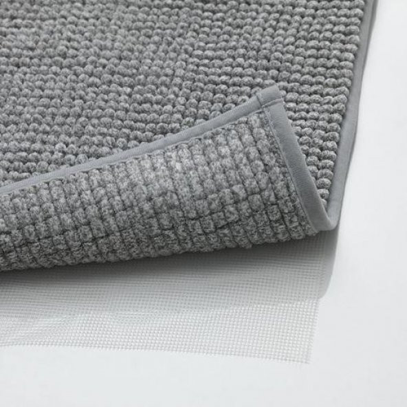 Mikrofiber Banyo Paspası Açık Gri Renk 60x120 Cm MeridyenDukkan Yumuşak Banyo Halısı Ultra Emici ürün görseli 1