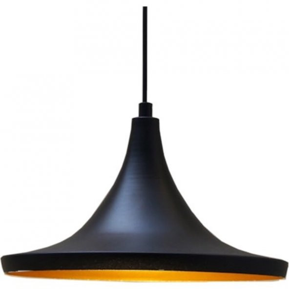 MYLİGHTS RETRO RUSTİK SİYAH  İÇİ ALTIN METAL SAKIT AVİZE 35 CM ürün görseli 1