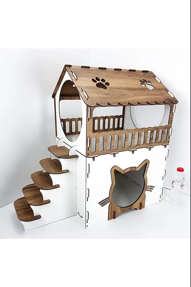 Kedi Evi 2 Katlı 70x42x35 cm 3 mm Mdf ürün görseli 1