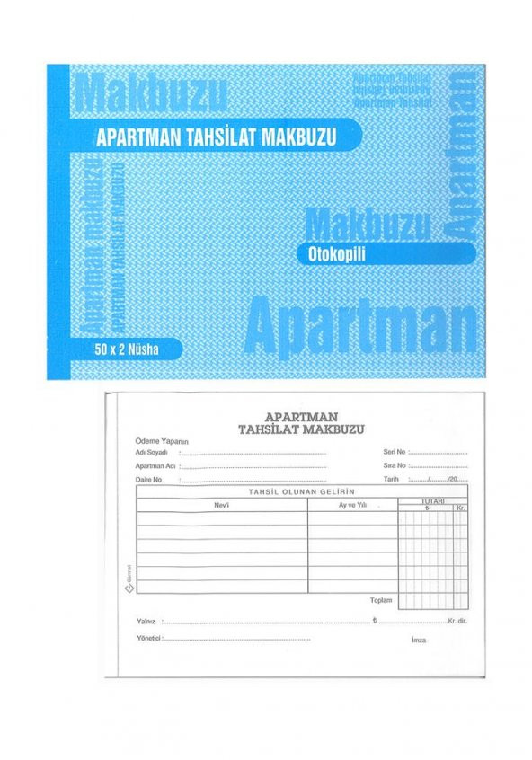 Apartman Tahsilat Makbuzu Otokopili 2/50 1 Adet Apartman Aidat Makbuzu 14x19 cm ürün görseli 1