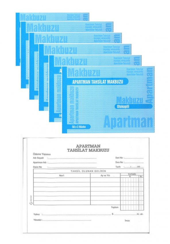 Apartman Tahsilat Makbuzu Otokopili 2/50 6 Adet Apartman Aidat Makbuzu 14x19 cm ürün görseli 1