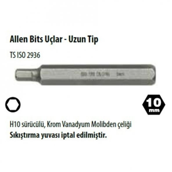 Ceta Form Cb/2110G Sıkıştırma Yuvalı Allen Bits Uç-Uzun Tip 10X75 ürün görseli 1