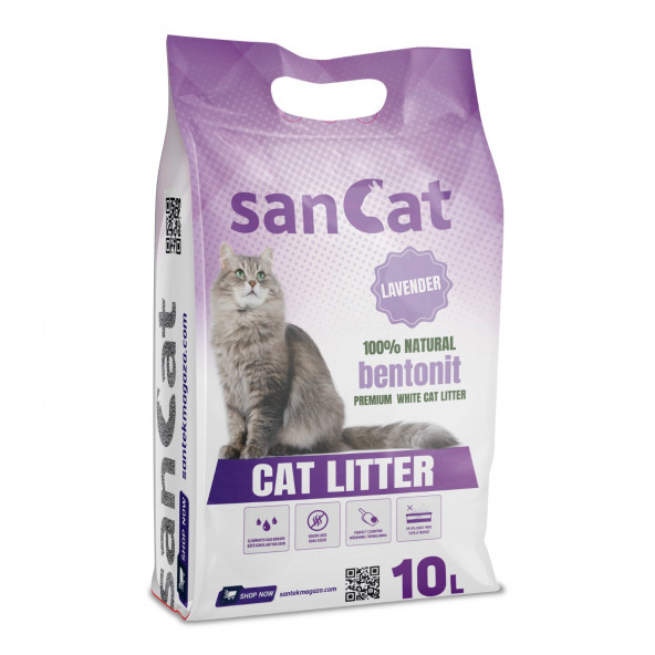 SANCAT Lavanta Kokulu Premium Beyaz Kedi Kumu 10 Lt. ürün görseli 1