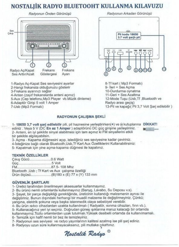 Nostaljik  Radyo Adaptörlü Çamlıca Model - Resim 2