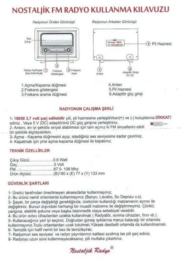 Nostaljik  Radyo Adaptörlü Çamlıca Model - Resim 3