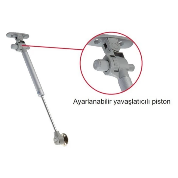 Frenli Yavaş Kapanan Gazlı Amortisör Piston 100 N Gri ürün görseli 1