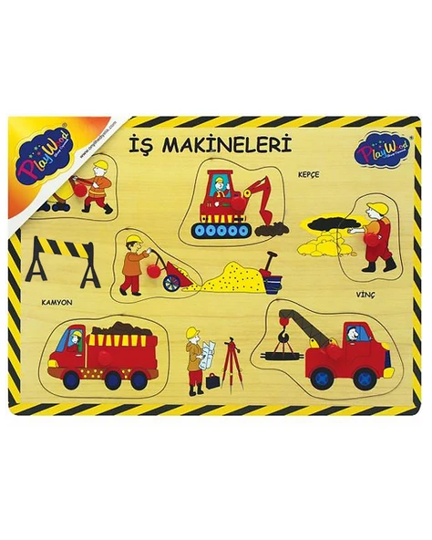 Ahşap Tutmalı Puzzle İş Makineleri 2 ONY195 Playwood ürün görseli 1