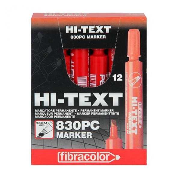 HI-TEXT PERMANENT MARKER KIRMIZI 12LI YUV (830PBK) ürün görseli 1