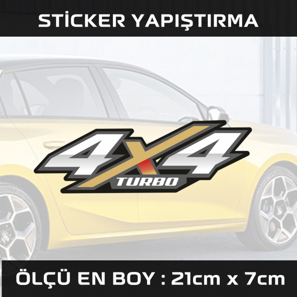 4x4 turbo -  2 ADET sticker araba cam bagaj uyumlu et,ket kask motosiklet dolap cam uyumlu yapışkan ürün görseli 1