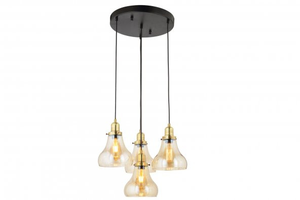 LampaLuce Cono Modern Sarkıt Salon Avizesi 4lü Sarı 40x70cm ürün görseli 1