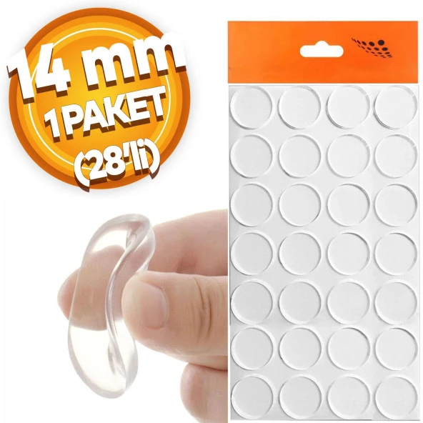 Yapışkanlı Cam Tutucu Şeffaf 14 mm 28Li Mobilya Raf Ses Tutucu ürün görseli 1
