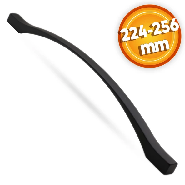 Kartaca Mobilya Çekmece Mutfak Dolap Dolabı Kapak Kulpu Kulbu 224-256 Mm Mat Siyah Metal Kulpları ürün görseli 1