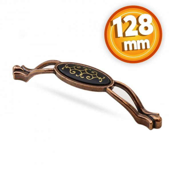 Çekmece Dolap Kapak Kulpu Kulbu 128 mm Antik Bakır Metal Kulp ürün görseli 1