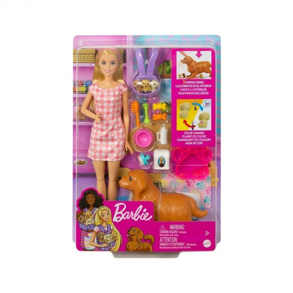 Barbie ve Yeni Doğan Köpekler Oyun Seti, Barbie ve Hayvanları ürün görseli 1