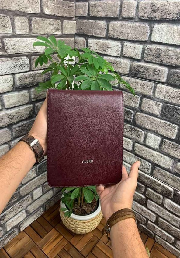 Guard Bordo Hakiki Deri Omuz Askılı Çanta Erkek P1755 ürün görseli 1