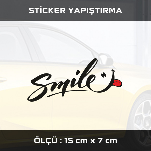 GÜLÜMSE - 2 adet  sticker etiket araba motosiklet kask cam dolap uyumlu yapıştırma ürün görseli 1