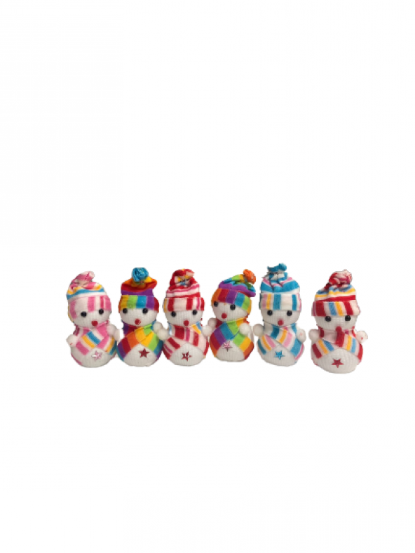 YILBAŞI AĞAÇ SÜSÜ RENKLİ  KARDAN ADAM 12 CM 6LI ürün görseli 1