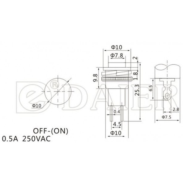 Buton 10mm DS-316 - Resim 2