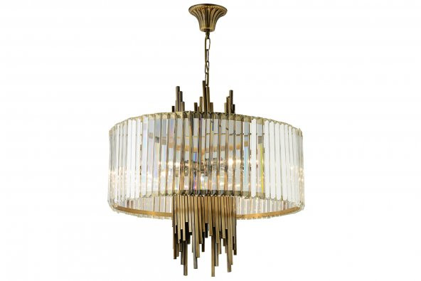 LampaLuce Straordinario Modern Tasarım Salon Sarkıt Avizesi 10lu Sarı 60x100cm ürün görseli 1