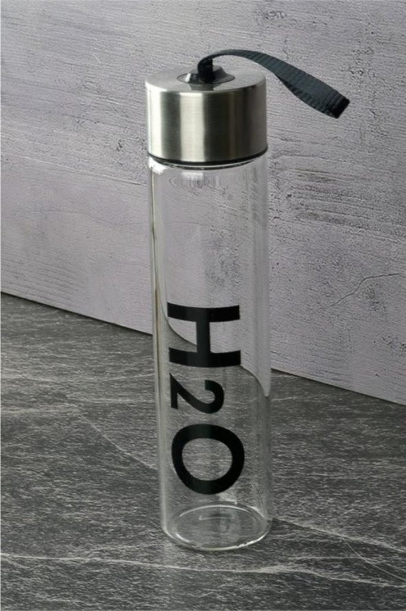 Tohana Metal Kapaklı Cam Matara 450 ml Siyah H2O81453 ürün görseli 1
