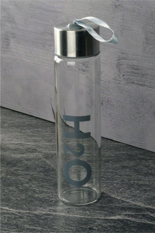 Tohana Metal Kapaklı Cam Matara 450 ml Gri H2O81454 ürün görseli 1