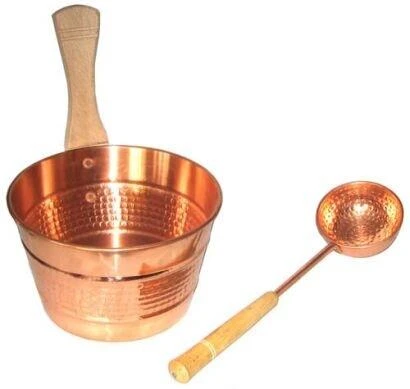 Bakır Sauna Kovası ve Kepçesi ürün görseli 1
