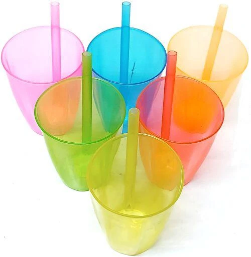 6 Adet Renkli Pipetli Bardak Takımı ürün görseli 1