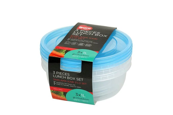 Plastik Saklama Kabı Yuvarlak 3'lü Set 1 Lt BO551 ürün görseli 1