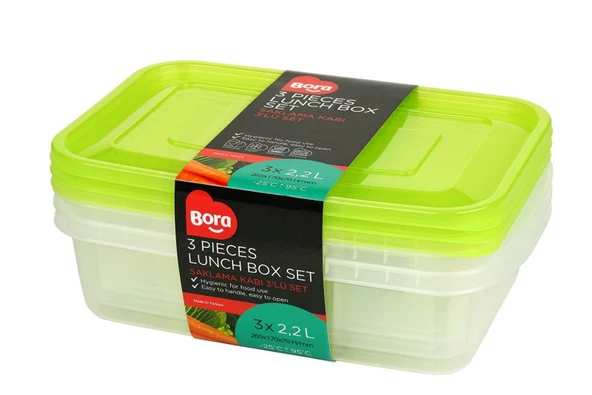 Plastik Saklama Kabı Dikdörtgen 3'lü Set 2,2 Lt BO537 ürün görseli 1