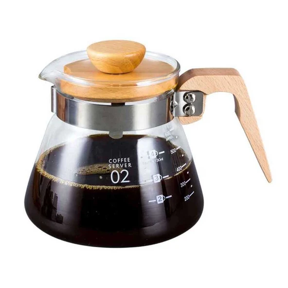 Kahve Sürahisi Ahşap Sap - 600 Ml (VCWN-60) ürün görseli 1
