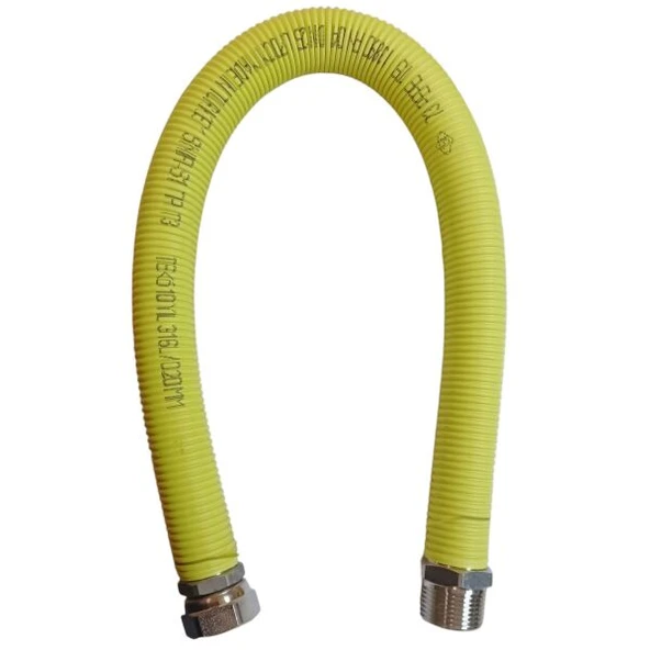 70 Cm Kombi Gaz Giriş Hortumu Flex Sarı Plastikli ürün görseli 1