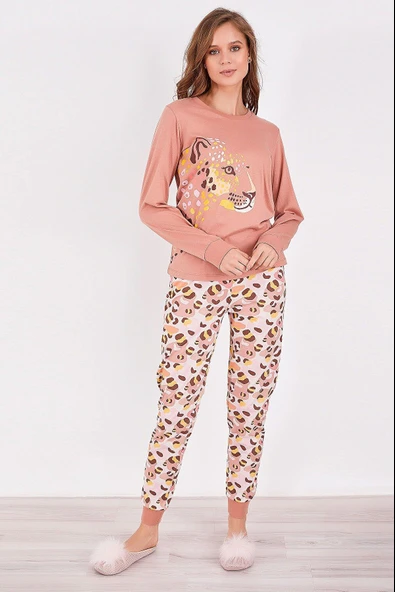 Roly Poly 2960 Leopard Kadın Uzun Kol Pijama Takım ürün görseli 1