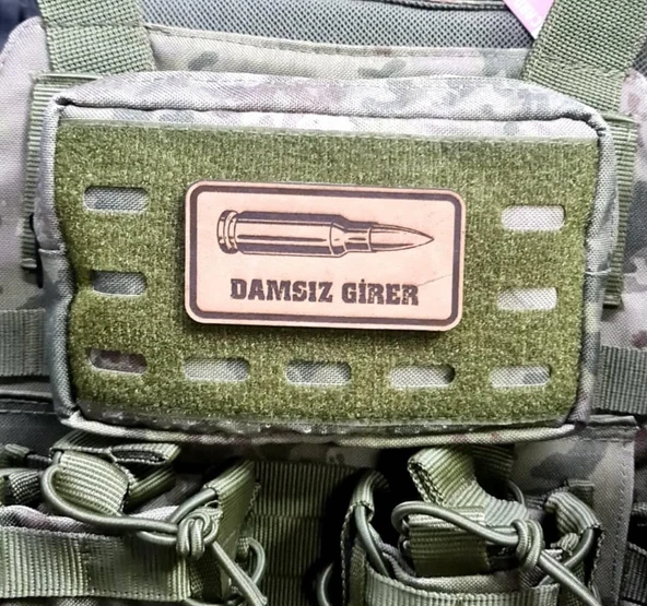 DAMSIZ GİRER - Deri PEÇ - Arma - Askeri Patch - Resim 3