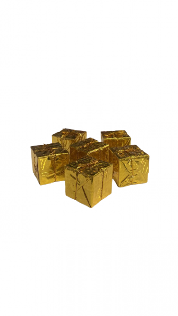 YILBAŞI AĞAÇ SÜSÜ GOLD HEDİYE PAKETİ 6LI 6 CM ürün görseli 1
