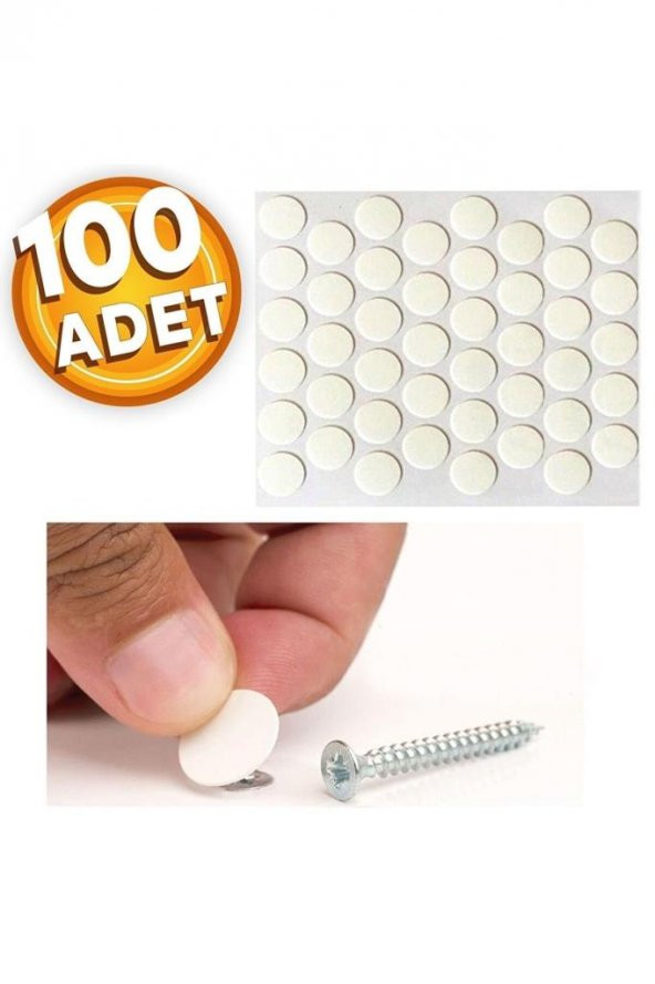 100 Adet Beyaz Ahşap Mobilya Dolapları Için Kendinden Yapışkanlı Vida Tapası Tıpası Kapatıcı ürün görseli 1