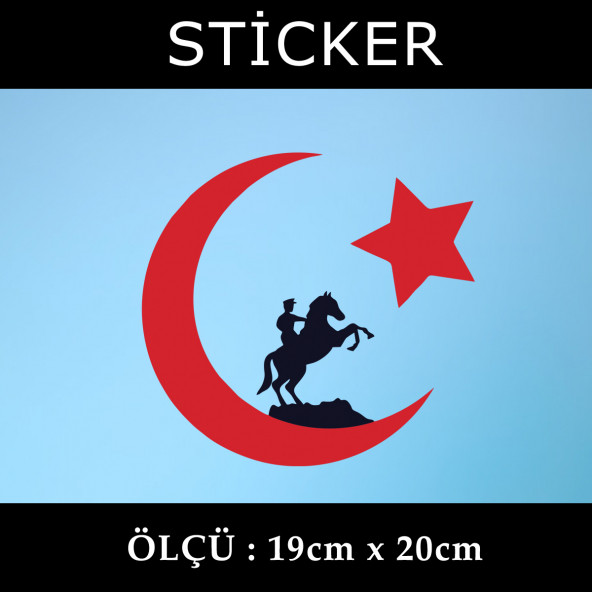 ayyıldız atatürk atlı - sticker araba cam bagaj uyumlu et,ket kask motosiklet dolap cam uyumlu yapışkan ürün görseli 1